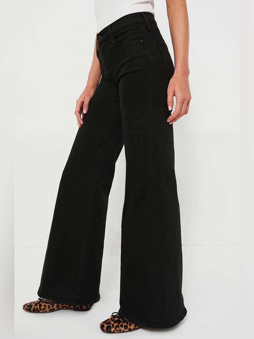 NEW MOTHER The Twister Sneak Jeans Black High Rise Wide Leg Womens 26 Denim - Picture 3 of 9